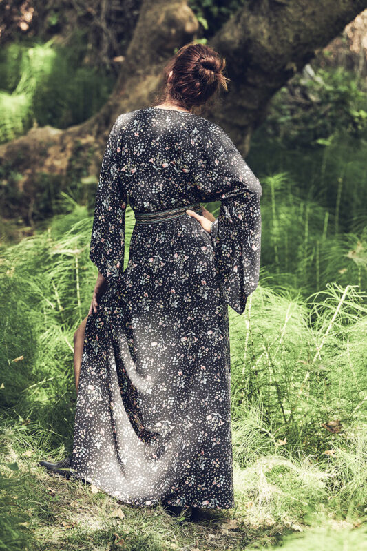 Celia Dragouni Black Flower kimono dress