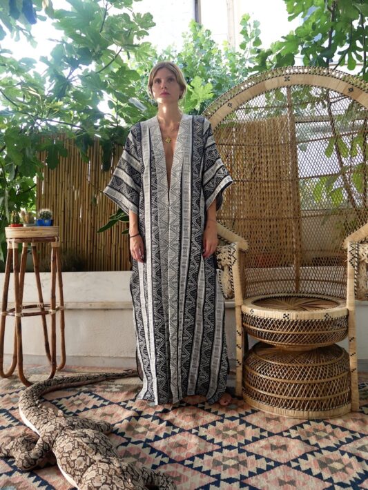 Celia Dragouni Afro Vibes Grey Kimono Robe