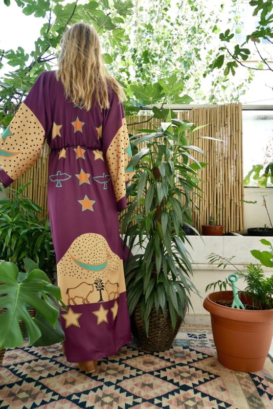Celia Dragouni Purple Buffalo Star Kimono Dress