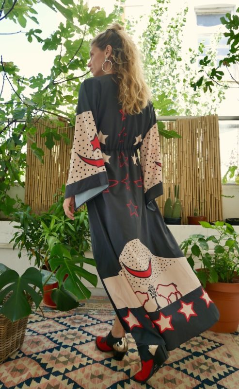 Celia Dragouni Midnight Buffalo Star Kimono Dress