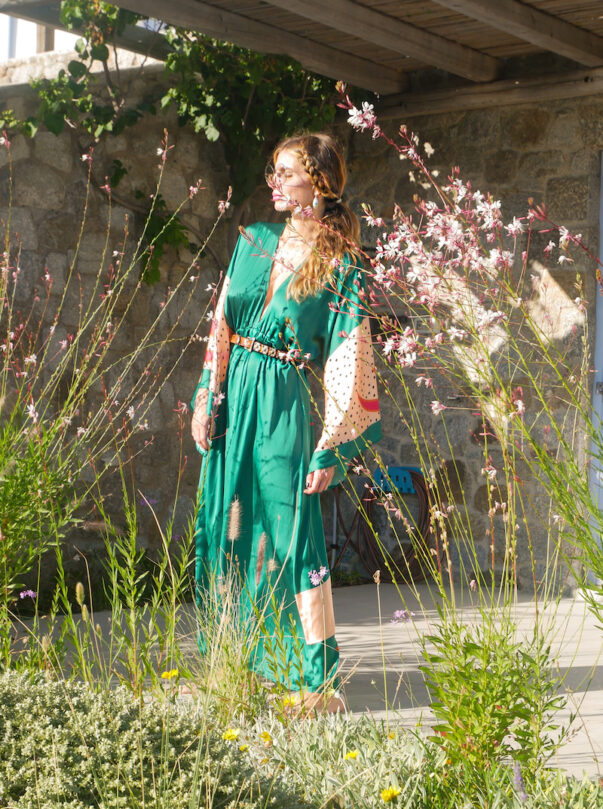 Celia Dragouni The Green Buffalo Star Kimono Dress