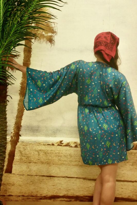 Celia Dragouni The Happy Cactus Petrol Kimono Dress