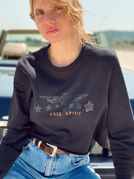 Celia Dragouni The Black Free Spirit Crop Sweater
