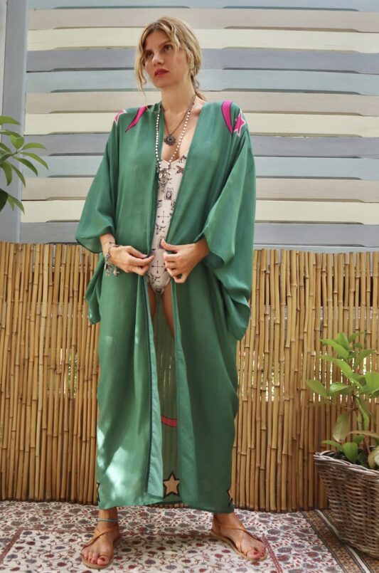 Celia Dragouni The Dusty Green Cotton Kimono